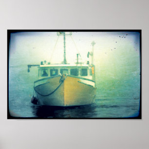 Lobster Vist Boat Maine Nautical Poster