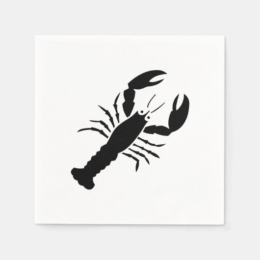 Lobster, zwart en wit, modern, leuk en leuk servet (Voorkant)