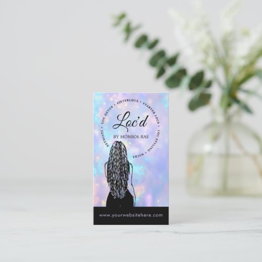 Loc Stylist Beauty & Hair Salon Loctitian Paars Visitekaartje (Staand voorkant)