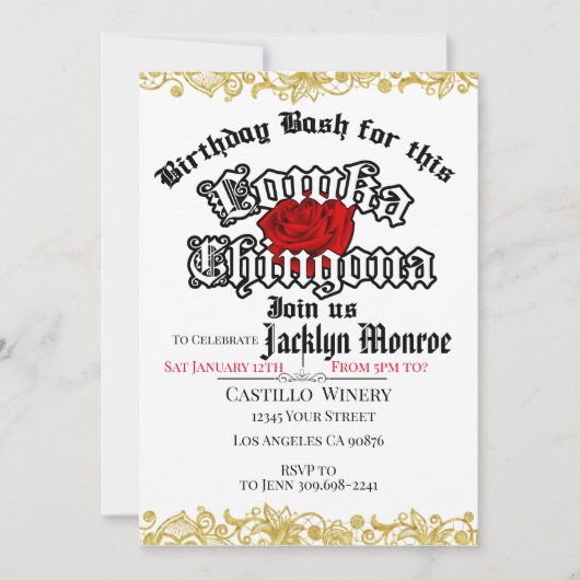 Loca Chingona Chola Invitation à la fête d'anniver (Devant)