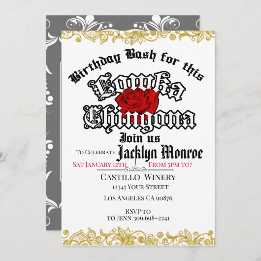 Loca Chingona Chola Invitation à la fête d'anniver (Devant / Derrière)