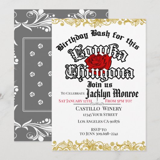 Loca Chingona Chola verjaardagsfeest uitnodiging (Voorkant / Achterkant)