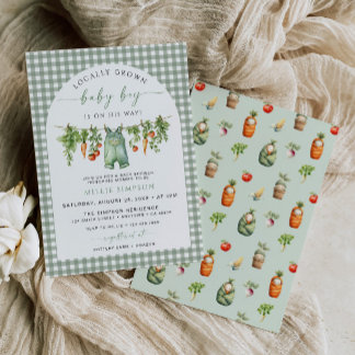 Locally Grown Baby Boy Shower Invitation Green Kaart