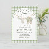 Locally Grown Baby Shower Invitation Green Theme (Debout devant)