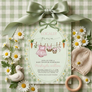 Locally Grown gingham Farmers Baby Girl Shower  Kaart