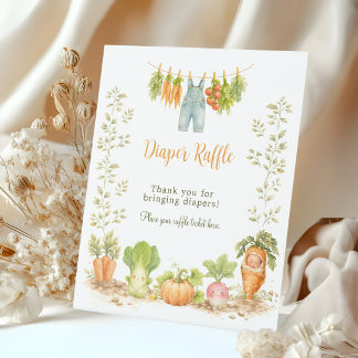 Locally Grown Veggie Clothesline Diaper Raffle Reclamebord Met Voetstuk