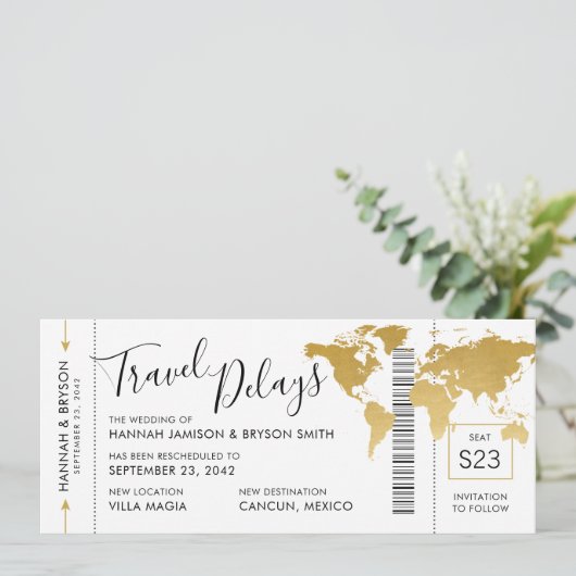 Locatie bestemming bruiloft Datum wijziging Aankondiging (Staand voorkant)