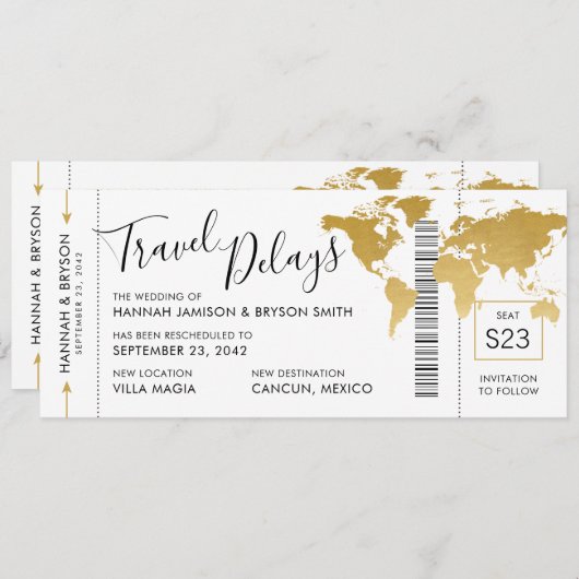 Locatie bestemming bruiloft Datum wijziging Aankondiging (Voorkant / Achterkant)