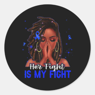 Loc'd Hair Black Woman Haar gevecht is mijn gevech Ronde Sticker