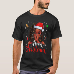 Loc'd Hair Black Woman Merry Kerstkerstkerstkerstk T-shirt
