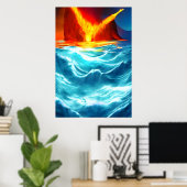 L'océan brûle | AI Art Poster (Bureau à domicile)
