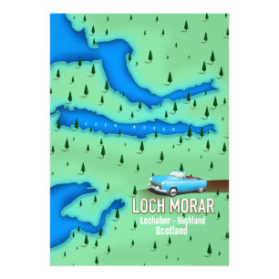 Loch Morar Lochaber Highland Schotland kaart Foto Afdruk