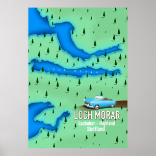 Loch Morar Lochaber Highland Schotland kaart Poster
