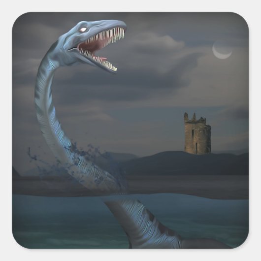 Loch Ness Monster (Creeptid) Vierkante Sticker (Voorkant)