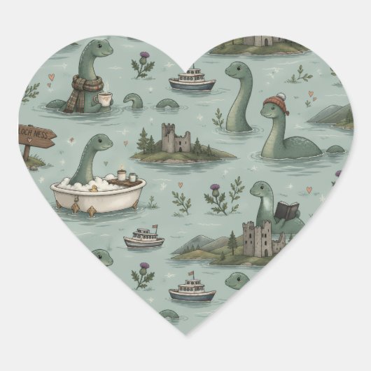 Loch Ness Monster Hart Sticker (Voorkant)