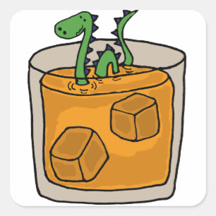 Loch Ness Monster in Scotch Whiskey Glass Vierkante Sticker
