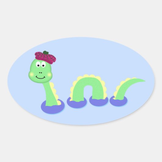 Loch Ness Monster Ovale Sticker (Voorkant)