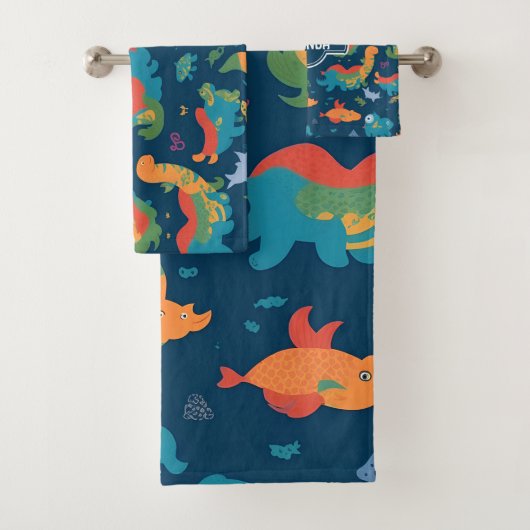 Loch Ness Monster Regenboog Kleurrijk Patroon Bad Handdoek (Insitu)