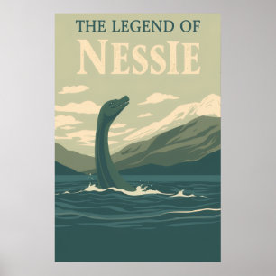 Loch Ness Monster Retro Reis Kunst Poster
