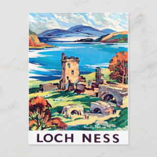 Loch Ness, Schotland, vintage-reis Briefkaart