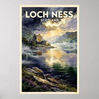 Loch Ness Schotland Vintage Reis Poster