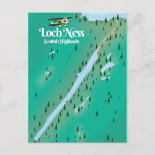 Loch Ness Schotse Hooglanden reisplattegrond Briefkaart