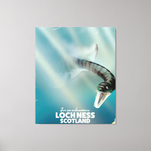 Loch Ness Scotland monster vintage poster Canvas Afdruk