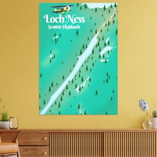 Loch Ness Scottish Highlands reiskaart Canvas Afdruk (Insitu (Woonkamer))