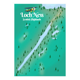 Loch Ness Scottish Highlands reiskaart Foto Afdruk