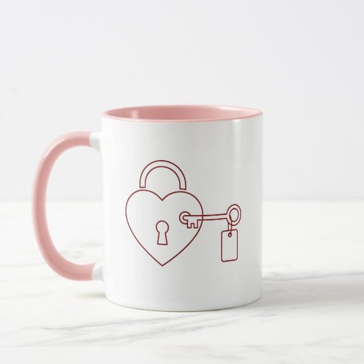 Locked Love Valentine Personalized Mug Mok (Links)