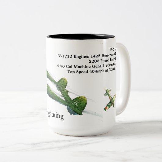 Lockheed P-38G Lightning Tweekleurige Koffiemok (Voorkant rechts)