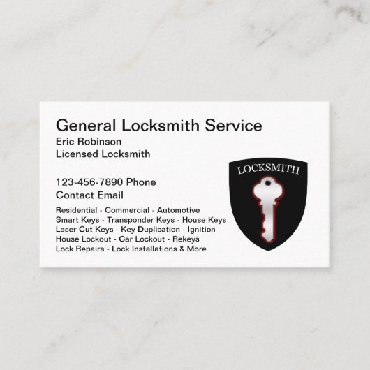 Locksmith Cartes de visite professionnels modernes (Devant)