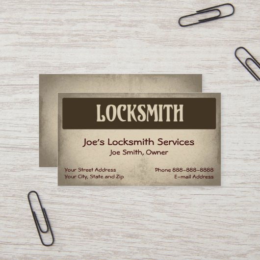 Locksmith Visitekaartje (Voorkant / Achterkant in situ)