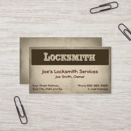 Locksmith Visitekaartje (Voorkant / Achterkant in situ)