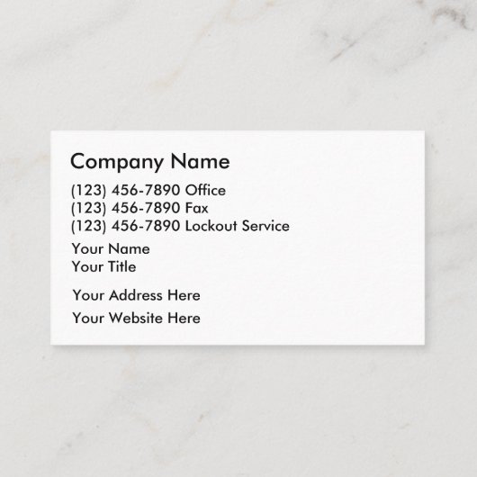 Locksmith Visitekaartjes (Achterkant)