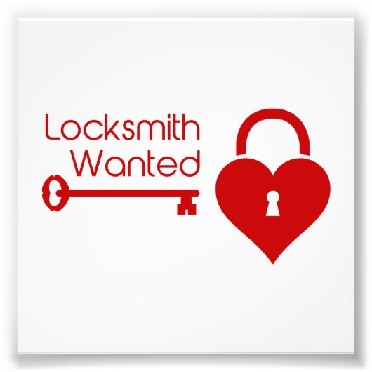 Locksmith Wanted Valentijnsdag Heart Lock Foto Afdruk (Voorkant)