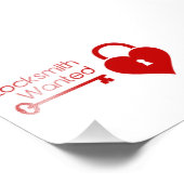 Locksmith Wanted Valentijnsdag Heart Lock Foto Afdruk (Hoek)