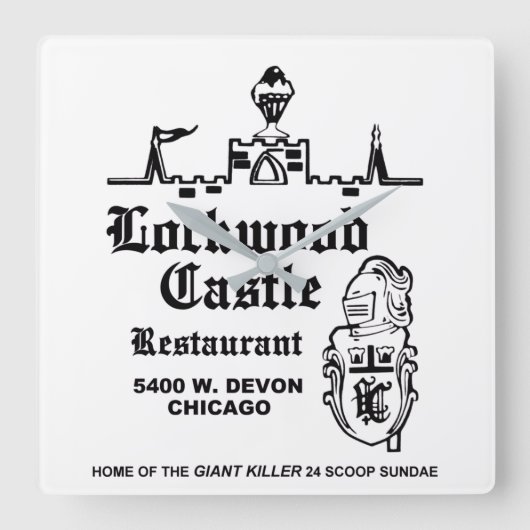 Lockwood Castle Restaurant, Chicago, IL Vierkante Klok (Voorkant)
