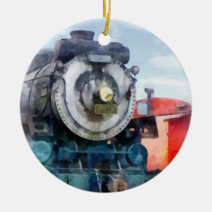 Locomotief en Caboose Keramisch Ornament