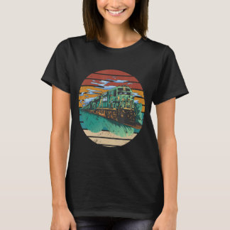 Locomotief I Love Trains Railroad Conductor Rail T-shirt