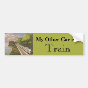  locomotief in het land, vakantie per trein bumpersticker