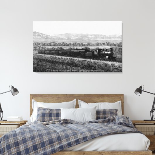  locomotief, Rocky Mountains Canvas Afdruk (Insitu (Slaapkamer))