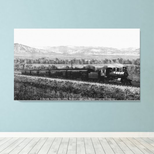  locomotief, Rocky Mountains Canvas Afdruk (Insitu (Houten vloer))