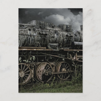 locomotief-stoomlocomotief-treinrails briefkaart