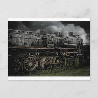 locomotief-stoomlocomotief-treinrails briefkaart