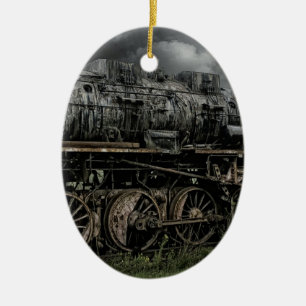 locomotief stoommachine trein rail spoorweg keramisch ornament