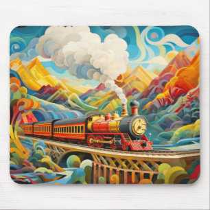 Locomotief treinconcept Abstract kleurrijk landsch Muismat