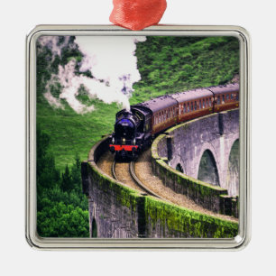 Locomotieftrein op brug metalen ornament