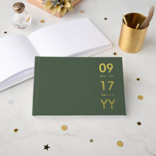 Loden Green Foil Moderne Mariage Date Typographie