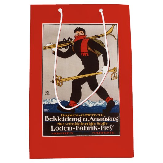 Loden Ski Clothes Skiing Advertisement Poster Medium Cadeauzakje (Voorkant)